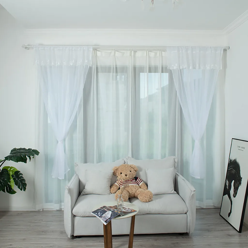 

Leaves Sheer Curtain Tulle Window Treatment Voile Drape Valance 1 Panel Fabric