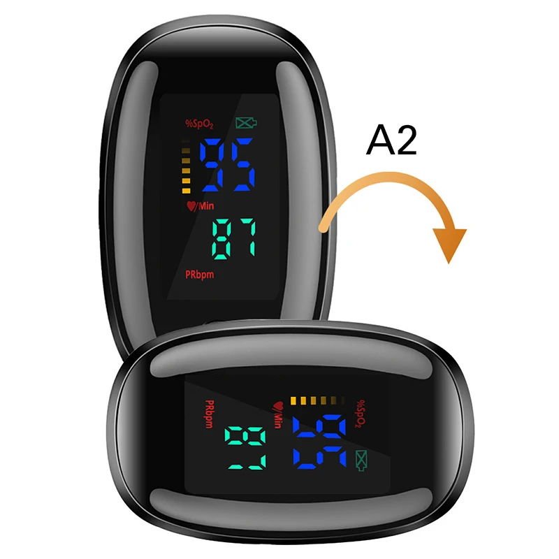 Пульсоксиметр Пальчиковый A2 портативный измеритель пульса и уровня кислорода в