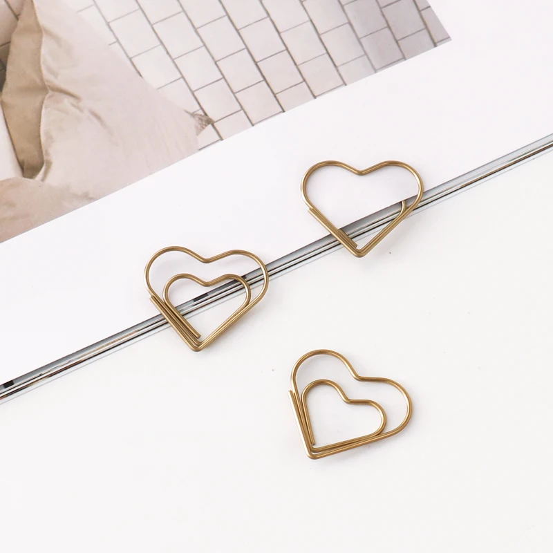 24 шт Симпатичные бронзовые пластиковые обертывания любовь закладка скрепки