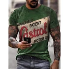 Футболка castrol мужская с коротким рукавом, винтажная Модная рубашка с 3D принтом в этническом стиле, топ с воротником в стиле Харадзюку, лето