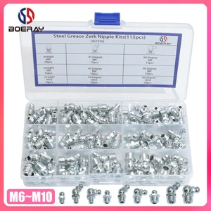 Гидравлический ниппельный фитинг Zerk M6 M8 M10, 90 градусов, 45 градусов, 115 шт.