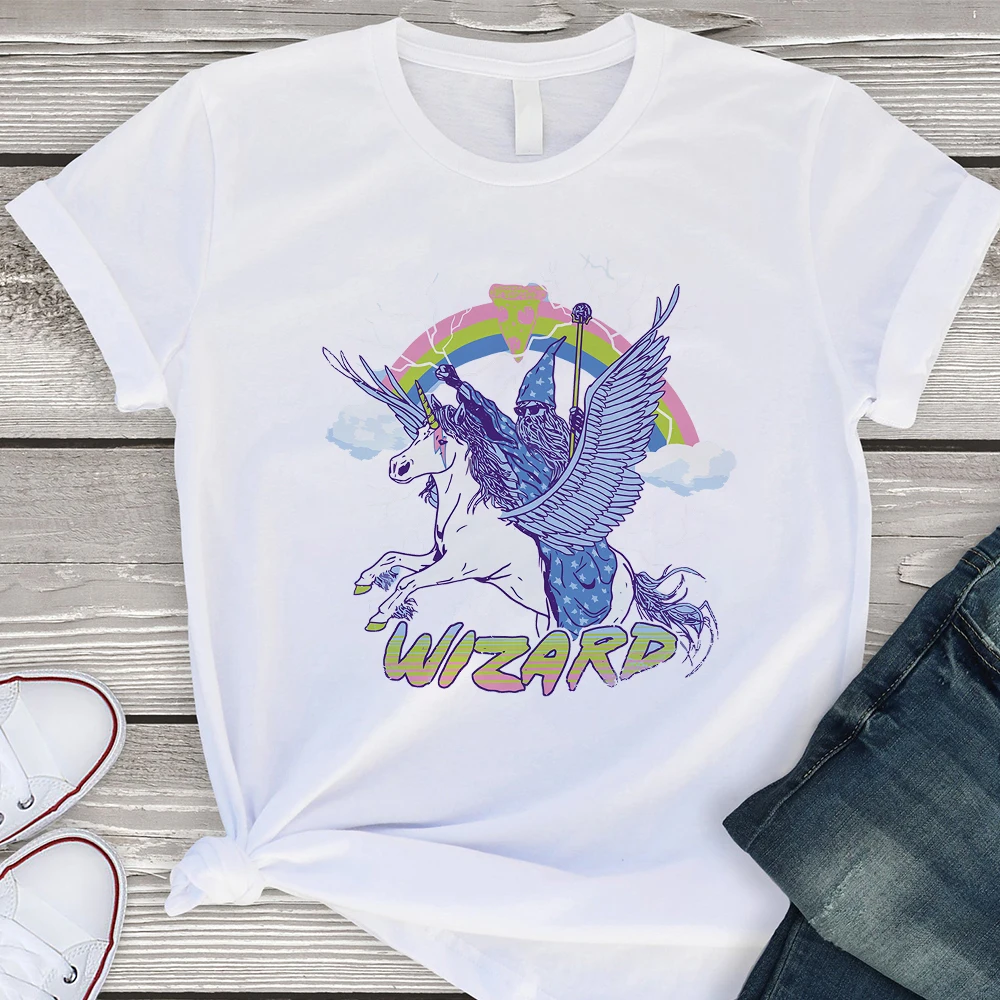 

Unicorn and Wizard Summer New Product Fashion Cool Women Streetwear T shirt Harajuku Trend Plus Size Clothes Crewneck tshirt