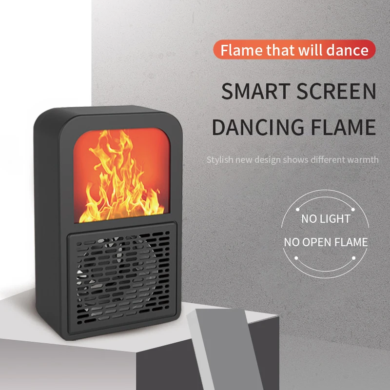 Portable 3D Flame Heater Space Home Mini Electric Heaters Heated Room Heaters Fan Small Heating Stove Radiator Machine for EU/US