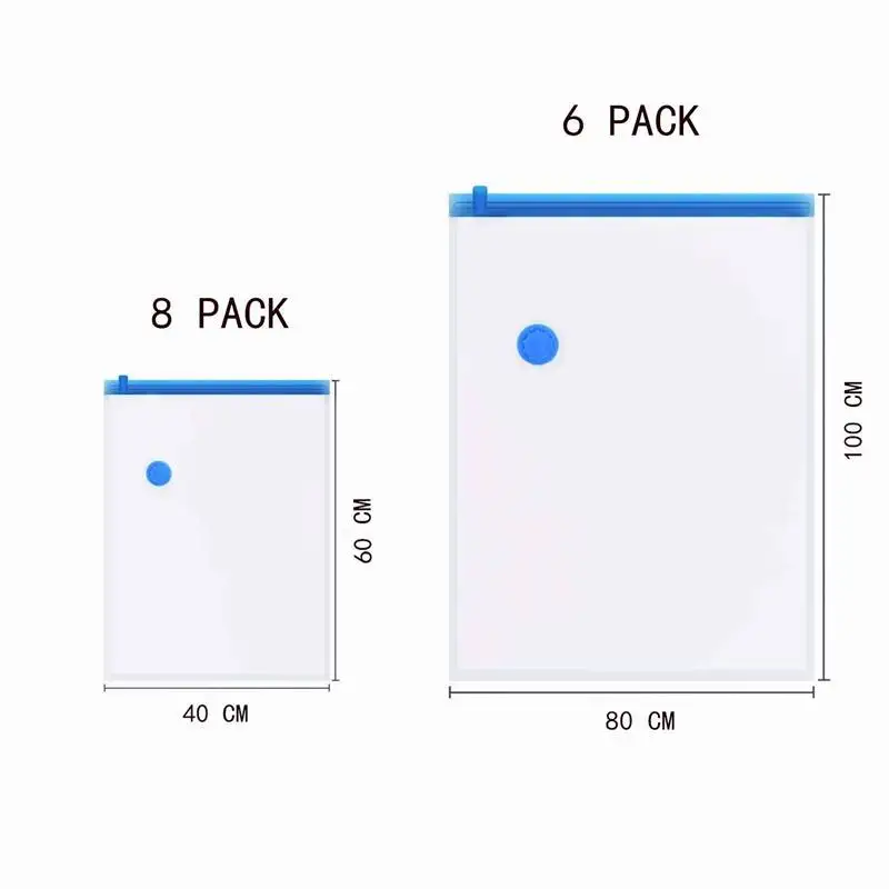 14 шт. Набор вакуумных мешков 6 Jumbo (80x100 см) + 8 Small (40x60 вакуумные 77% для путешествий