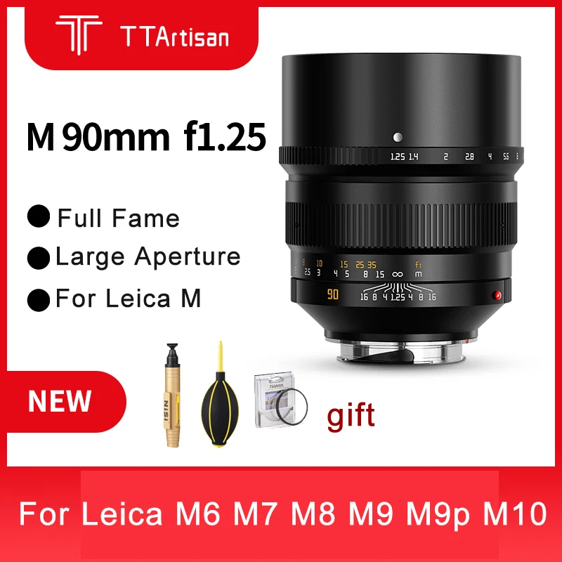 

In Stock TTArtisan 90mm F1.25 Full Fame Camera Lens For Leica M-M M240 M3 M6 M7 M8 M9 M9p M10 Camera MF Lens for Leica M Mount