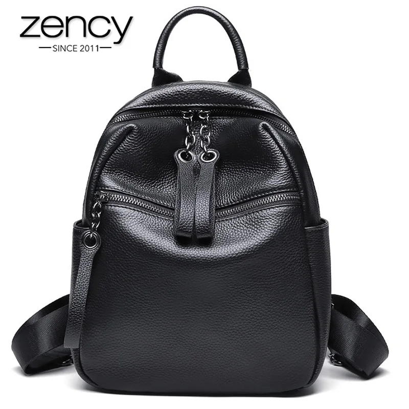 Повседневный женский рюкзак Zency школьный ранец из 100% натуральной кожи в стиле
