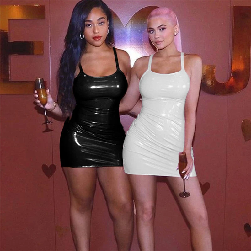 Spring New Fashion Leather Sleeveless Women dresses 2019 new Basic Solid club party Dress office ladie Elegant | Женская одежда