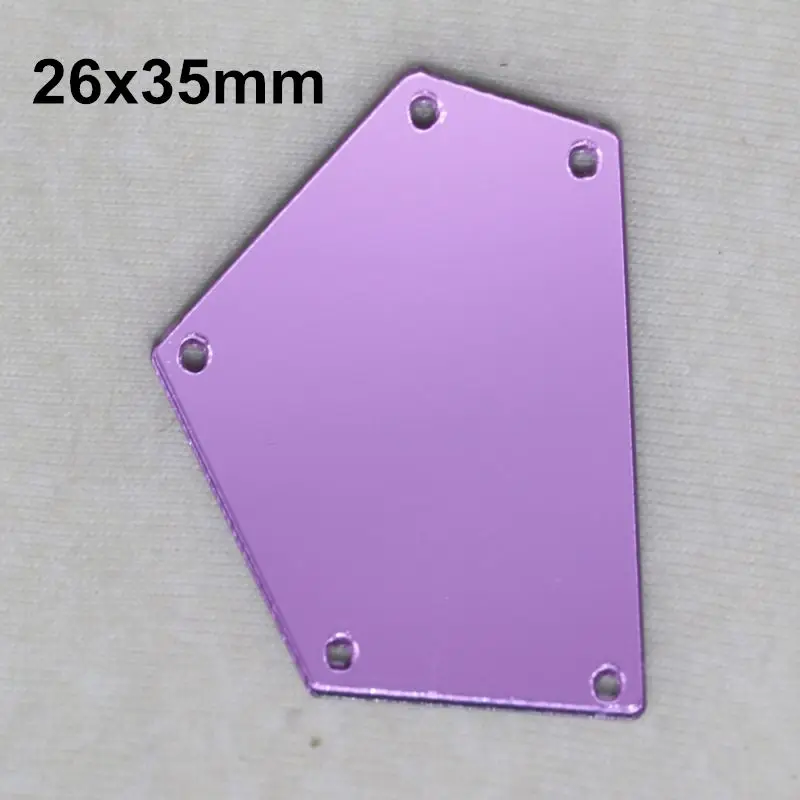 A05-26x35 Фиолетовое акриловое зеркало пришивные стразы DIY Flatback зеркальные акриловые пришивные стразы с отверстиями для шитья - Цвет: A05-26x35