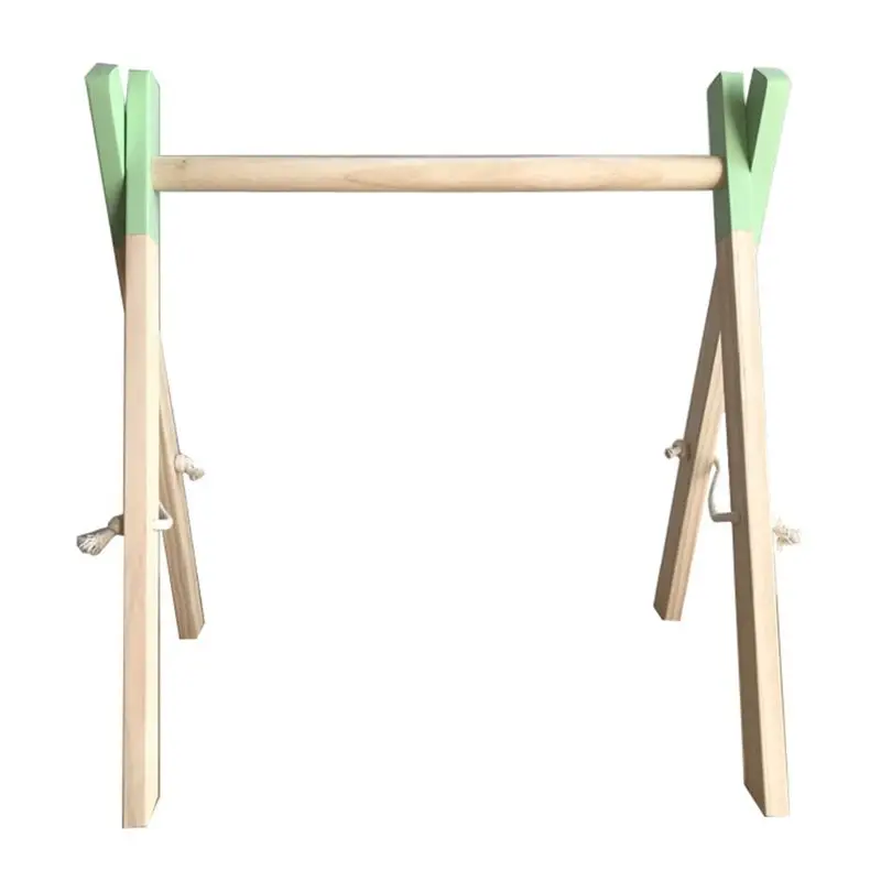 

W3JF Nordic Simple Wooden Children Room Decorations Newborn Baby Fitness Rack Kids Sensory Ring-pull Toy