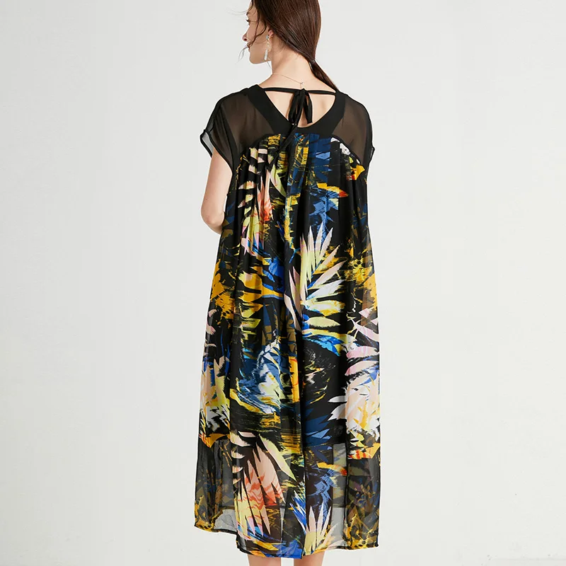 Vestido de verano de talla grande de gasa con estampado Floral, elegante