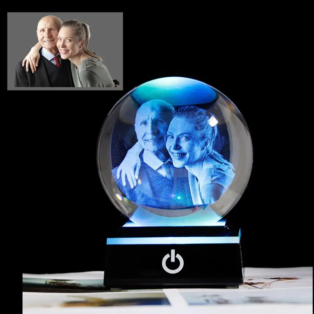 Персонализированный фото шар 2D лазерная гравировка K9 хрустальный с оссветильник