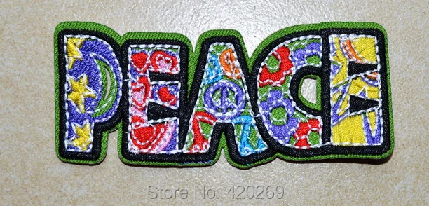 

HOT SALE ! Peace Biker hippie retro Iron On Patches, sew on patch,Appliques, Made of Cloth,100% Guaranteed Quality 10 * 3.8 cm