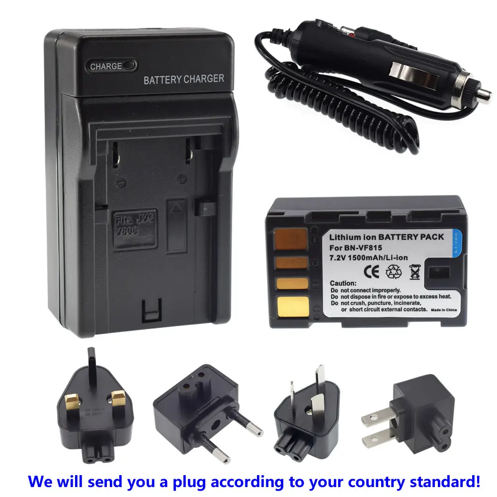 BN-VF815 VF815U аккумулятор + AC &amp Автомобильное зарядное устройство для JVC GY-HM170U D728 D750US