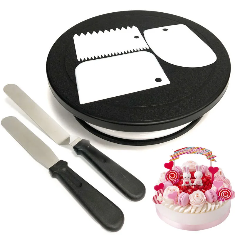 DIY черный торт поворотный стол для выпечки противоскользящая круглая мусс