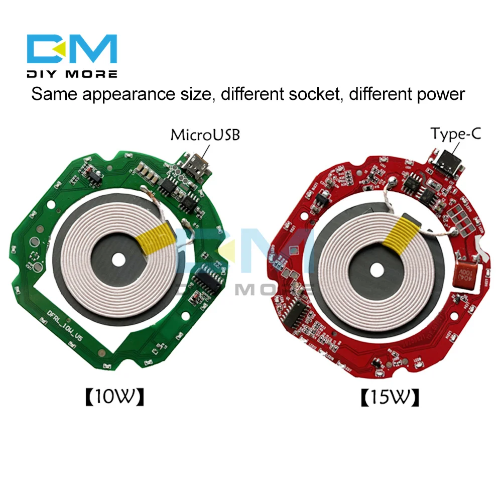 

TYPE-C Micro USB 10 Вт/15 Вт Быстрая зарядка беспроводной модуль заряда передатчик печатная плата 5-12 В/5-9 в катушка Qi Сделай Сам зарядка