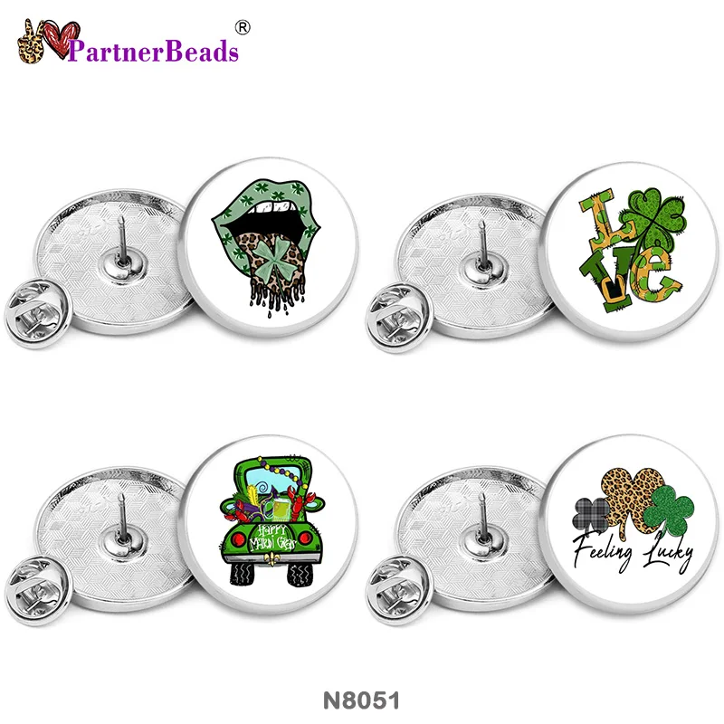 Зеленая счастливая Пасха любовь окрашенная металлическая брошь красивые