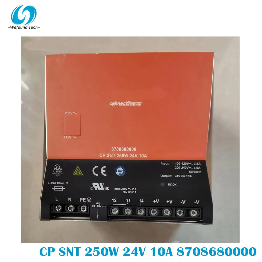 

Original For Weidmüller CP SNT 250W 24V 10A 8708680000 Rail Switching Power Supply Single Phase 100% Tested BeforeShipment.