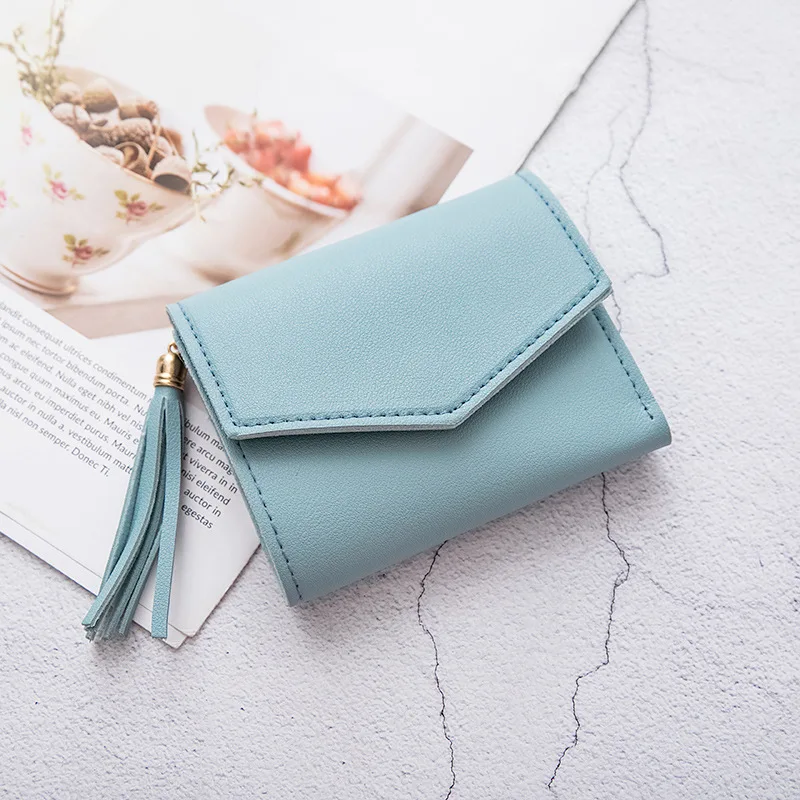 

Short Wallet Female Casual Simple Tassel Small Purse Ladies Square Simple Wallets Ladies Coin Purse Mini Bag