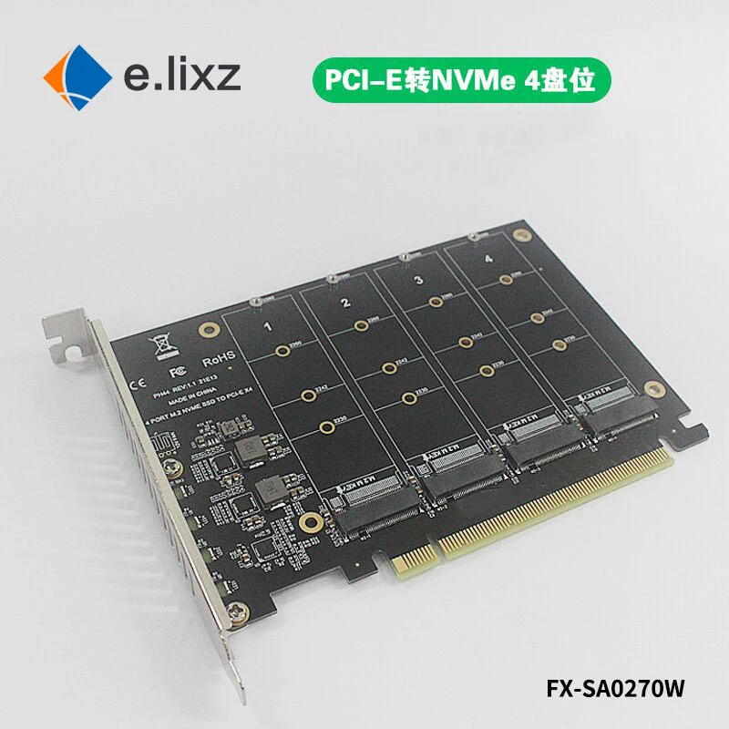 4 in 1 PCIE 16X M.2 Expand Plate Card Solid-State Disk Pcie to NVME 4Port High Speed Four Deck Location | Компьютеры и офис