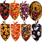 50 шт. бандана для собак, товары для домашних животных на Хэллоуин, банданы для маленьких собак, кошек, щенков, шарф, праздничные аксессуары для собак, тыква, череп