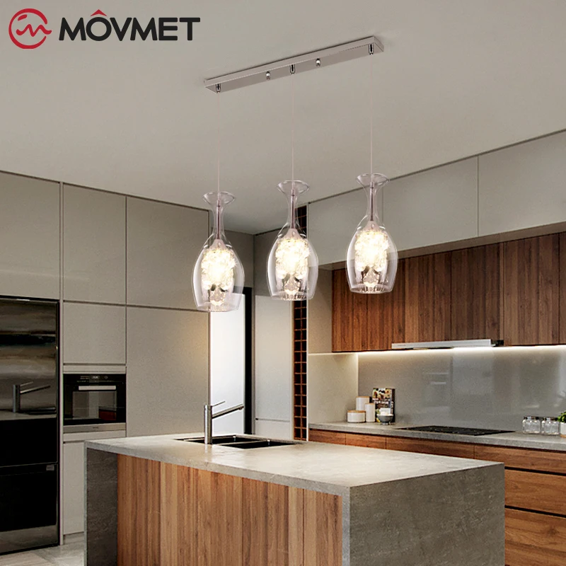 

Modern 220V LED Pendant Cafe Lighting Wine glass shape Pendant Light Dining room Bar Decorative Lamps Home Lighting Fixtures