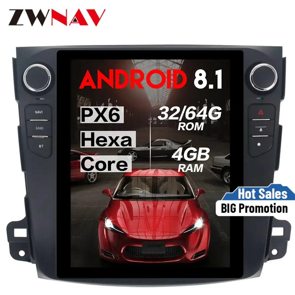 Автомобильный мультимедийный плеер PX6 4 + 64 Tesla style Android 8 1 для Mitsubishi Outlander 2006 2011 GPS Navi