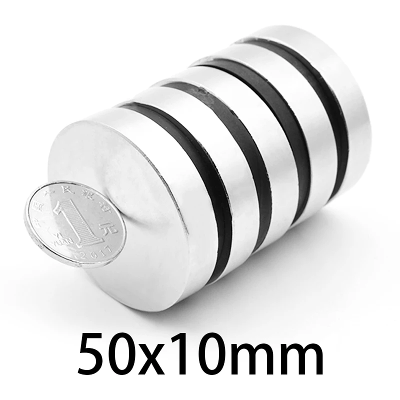 1/2Pcs 50x10mm Super Powerful Strong Magnetic 50mmx10mm Permanent Neodymium Magnets 50mm*10mm Big Round Magnet 50*10 - купить по