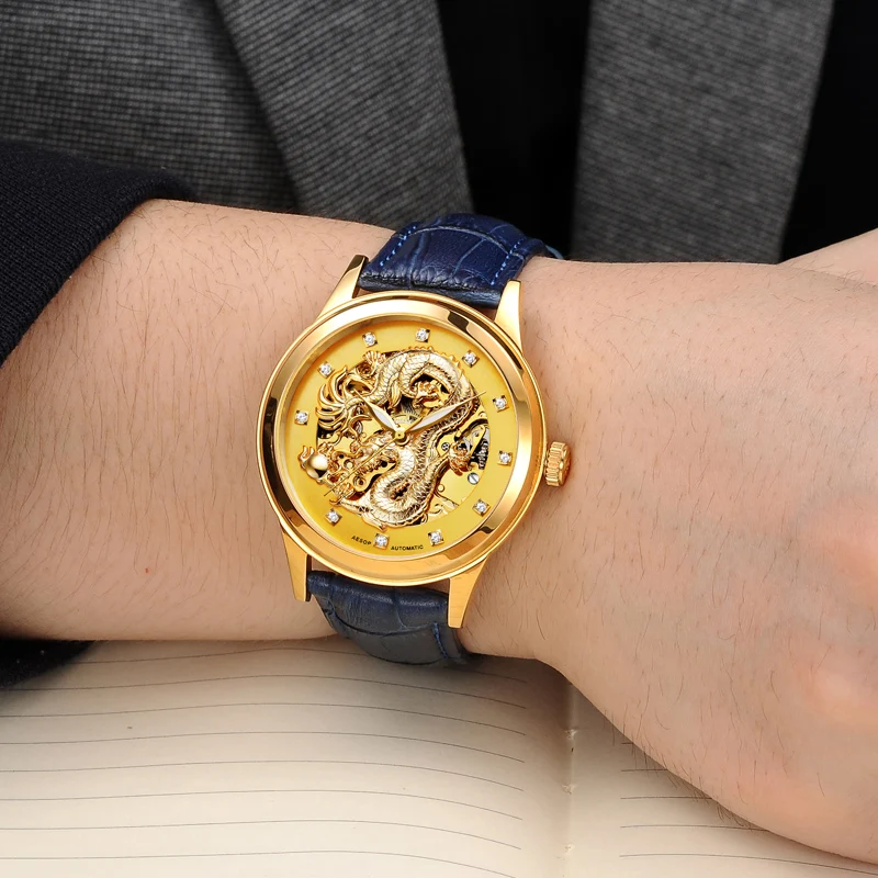

New Hollow Mens Watches Top Brand Luxury Sapphire Clocks Waterproof Automatic Self-Wind Mechanical Wristwatch Relogio Masculino