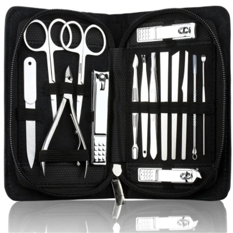 

15pcs Manicure Set Professional Nail Clipper Kit Utility Pedicure Scissors Tweezer Knife Ear Pick Nails Art Beauty Accessories