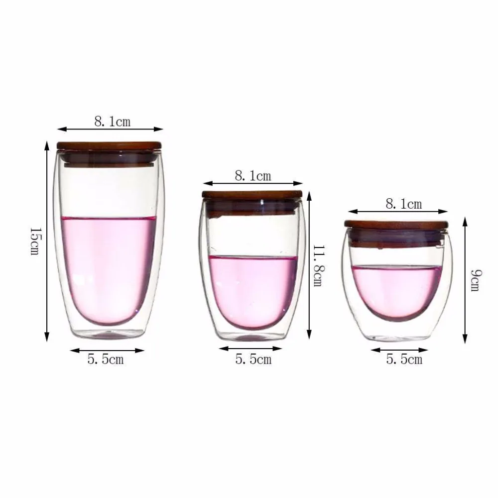 Двухслойная стеклянная чашка для чая + прозрачная кофейная чайная кружка с