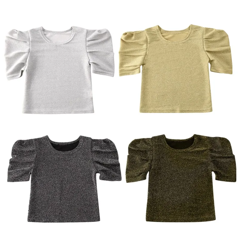 Модная повседневная одежда для маленьких девочек топы с блестками футболка