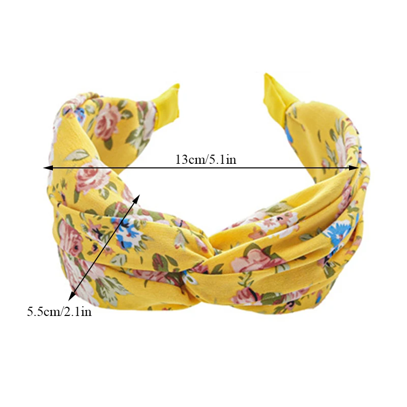 

Vintage Headband Bow Cross Knot Hair Hoop Boho Floral Print Hairband Wide Brimmed Turban Headwear Women Girls Hair Accessories
