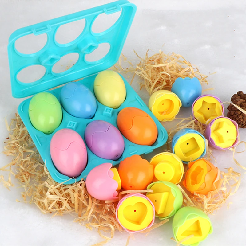 6pcs/set Smart Eggs Montessori 3D Puzzle Shape Matching Math Toys Educational Game Roe For Kids Child | Игрушки и хобби