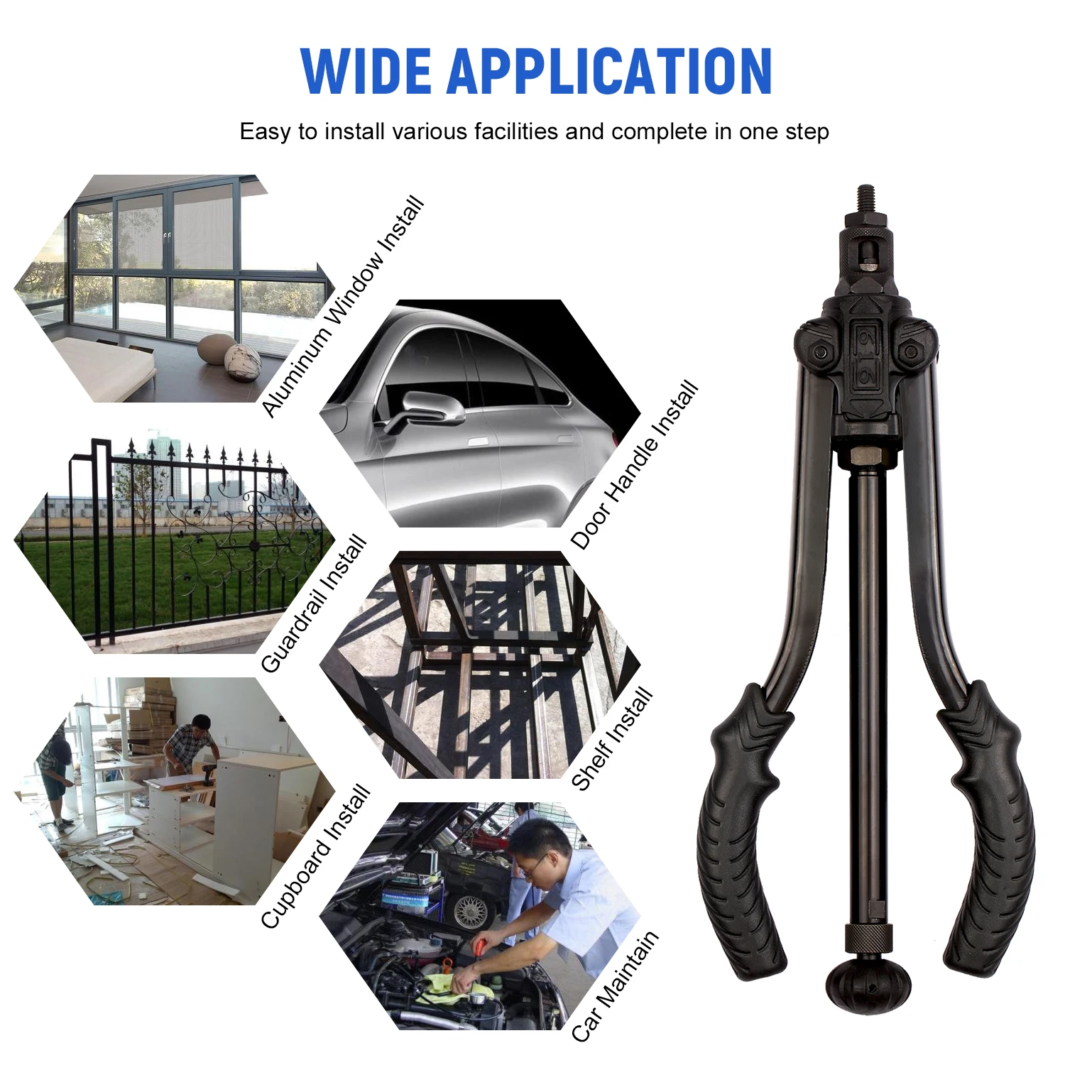 

Professional Rivet Nut Tool 14in Auto Pumping Rod Rivet Setter Kit with 7Pcs Metric Mandrels M3 M4 M5 M6 M8 M10 M12 with Case