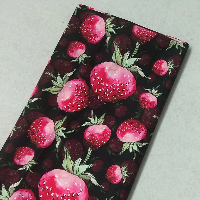 Абсолютно новая цифровая печать, яркая свежая клубника, ткань из хлопка 50x110 см, ткань для фруктов, Лоскутная Ткань