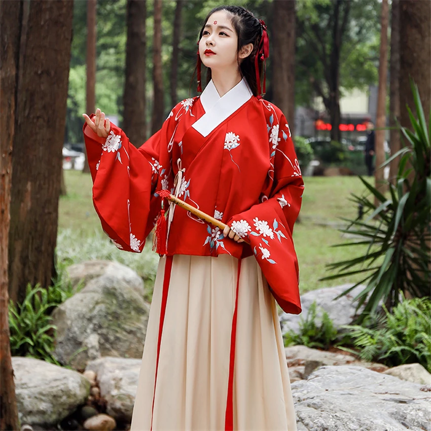 Восточная Женская традиционная юбка с принтом hanfu Повседневная Одежда для танцев