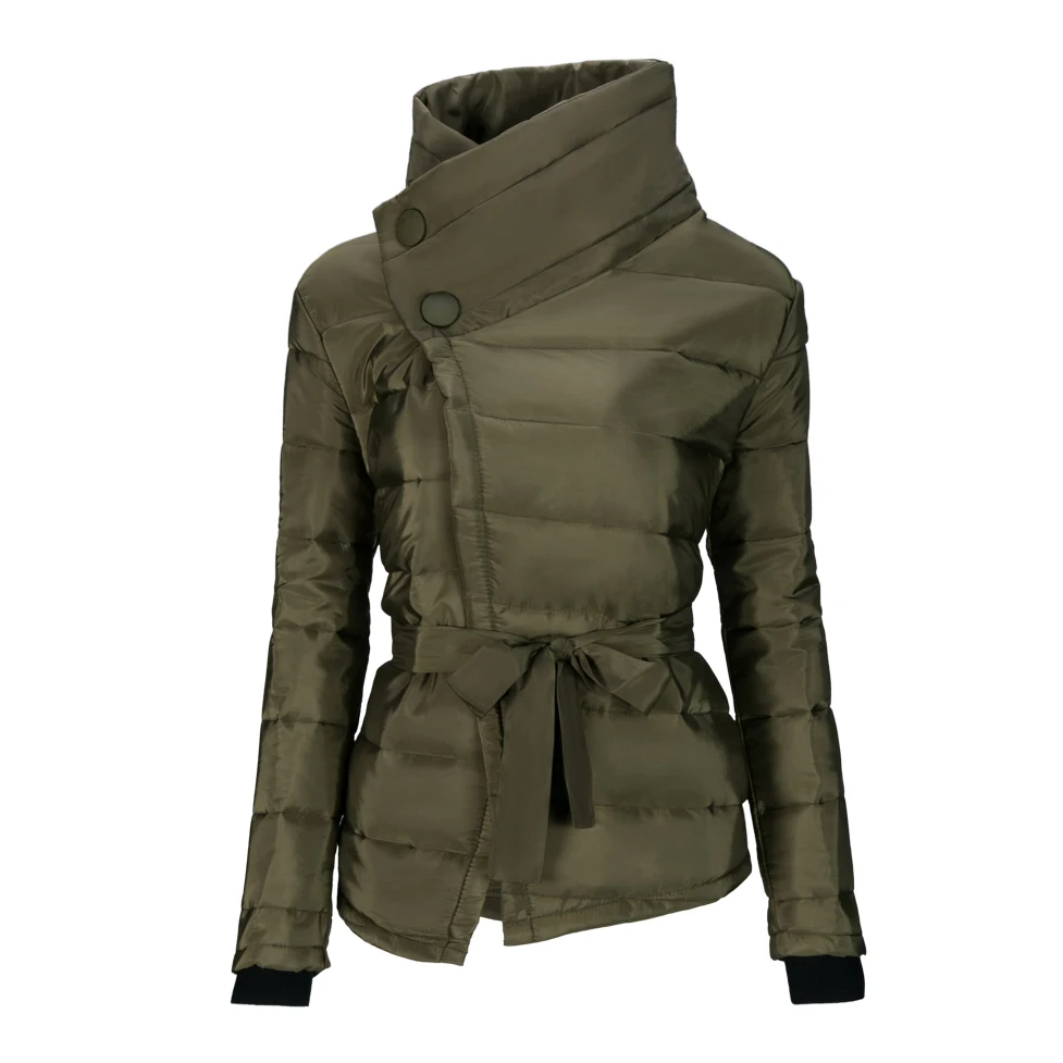 Женские парки пальто с высокой горловиной асимметричный подол бант простые