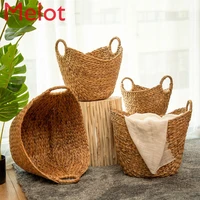 high end hand woven rattan and straw woven storage basket modern household dirty laundry laundry basket storage basket