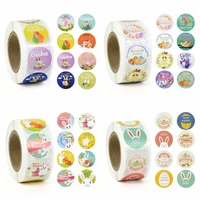 500pcsroll easter paper stickers cute rabbit egg printed seal labels happy easter diy scrapbook gift bag envelope sticker decor