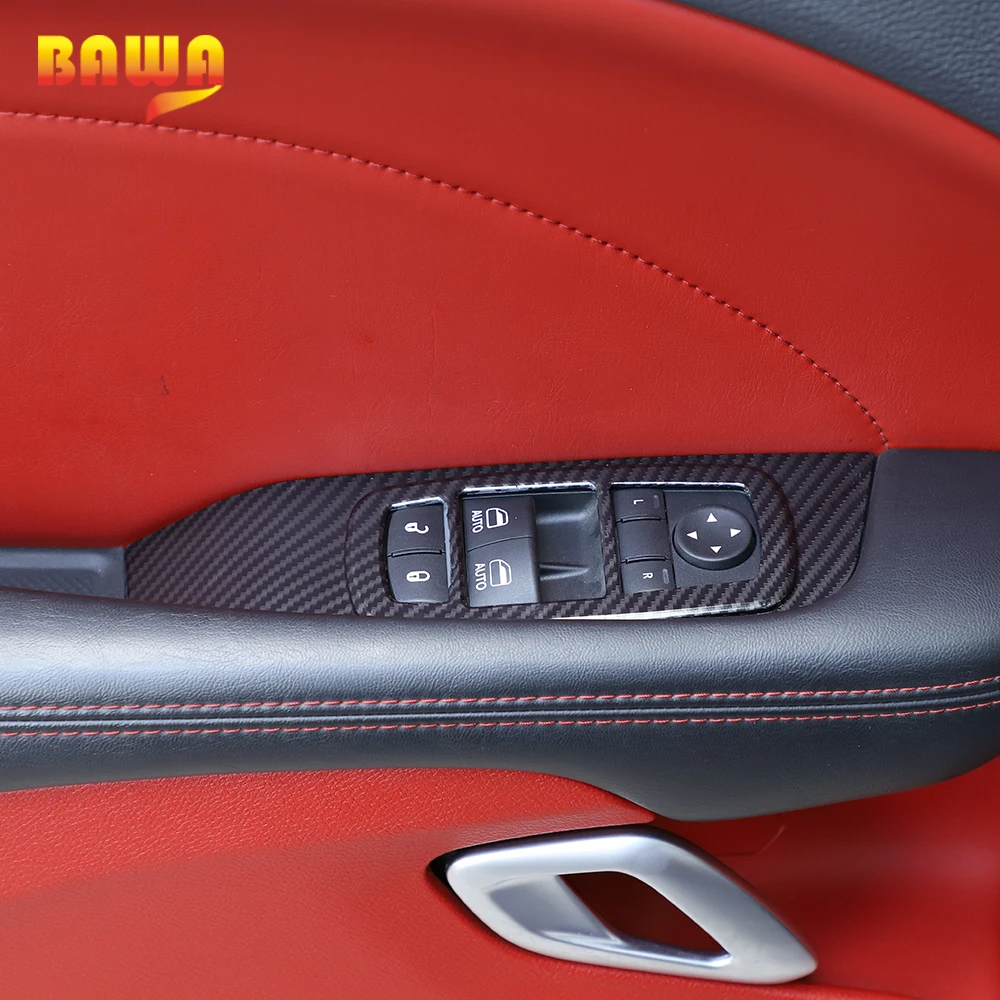 

BAWA Interior Mouldings Accessories for Dodge Challenger Window Lift Panel Decorative Cover Stickers for Dodge Challenger 2015+