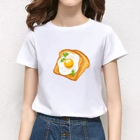 2021 breakfast printed graphic t shirtspersonality fashion tshirt summer harajuku aesthetics short sleeve white tops female tees