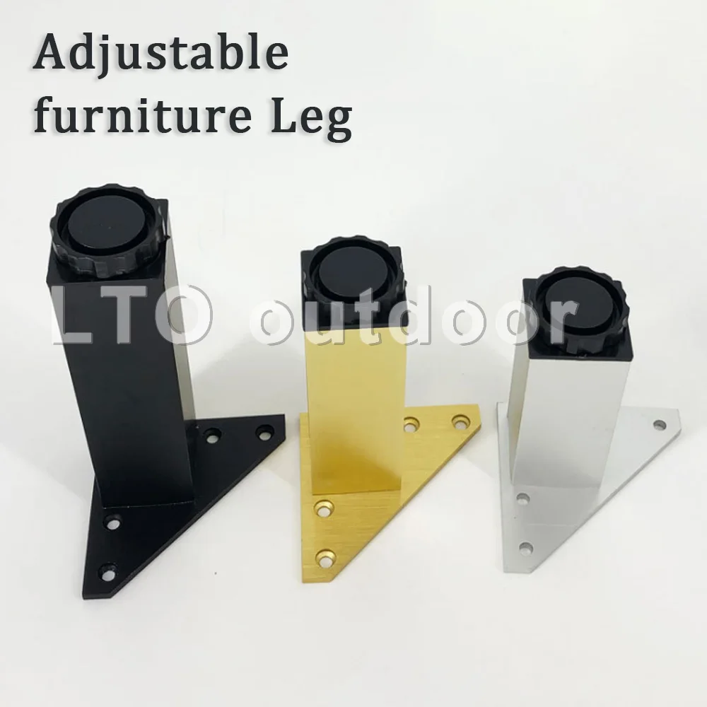 4 шт. регулируемые металлические ножки для мебели, квадратные ножки из алюминиевого сплава в качестве замены для дивана, телевизора, подстав...