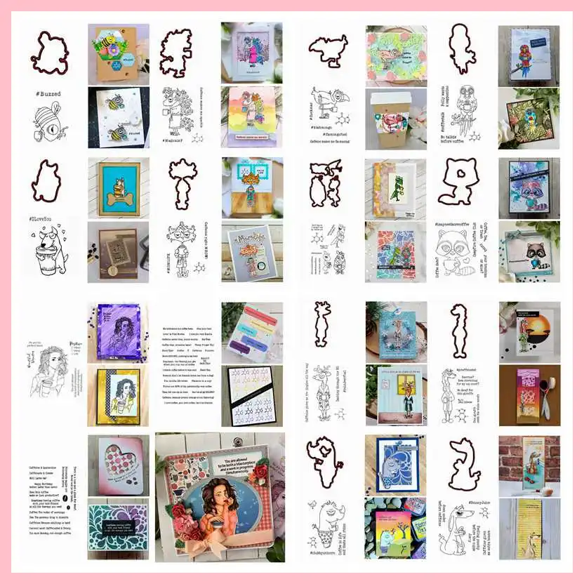 

Caffeinated Buzzed Bee Reindeer Giraffe Beautiful Girls Cutting Dies Match Clear Stamp Card Album Making DIY Crafts Stencil 2020