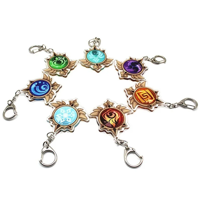 

Anime Keychain Genshin Impact Element Vision God's Eye Mondstadt Liyue Harbor Accessories Bag Pendant Key Chain for Girl Gifts