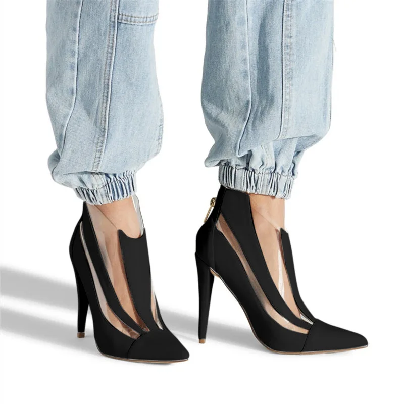 

New Spring 2021 Stiletto Heels Point-toe Single Shoes Transparent Fashion Plus Women's Shoes Size 33-46
