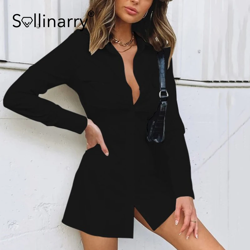 

Sollinarry Autumn High Street A-line Women Dress Solid Backless V-neck Ladies Mini Skinny Dress Female Regular Full Sleeve Dress