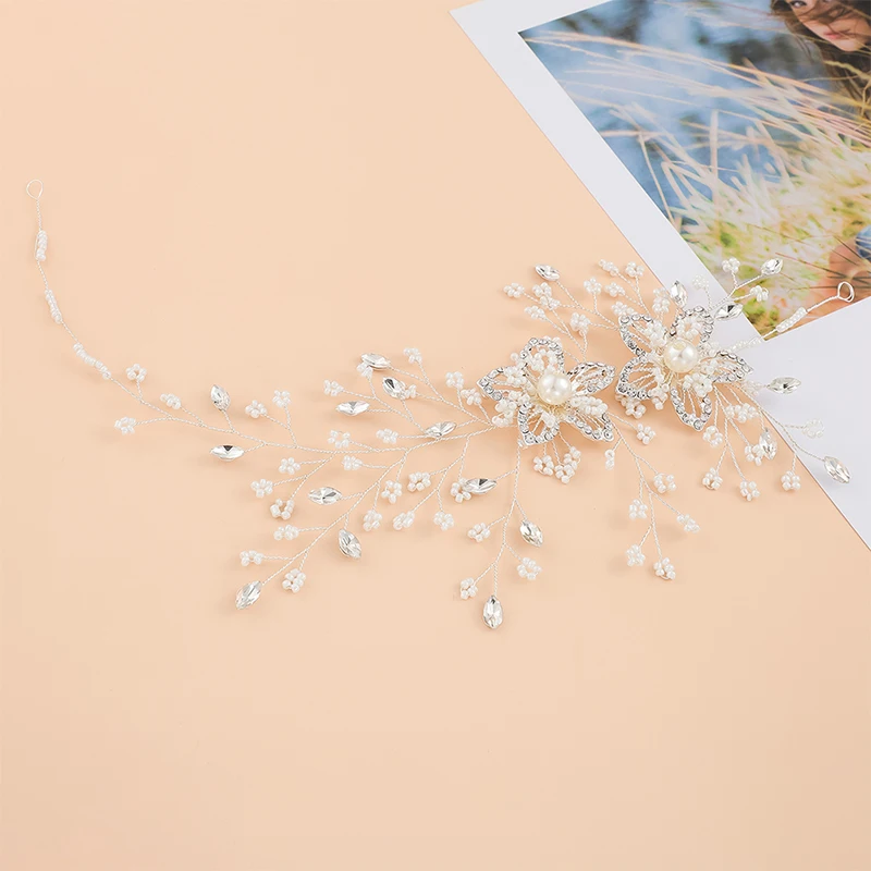 Женская Гибкая повязка на голову с кристаллами и цветами | Украшения аксессуары