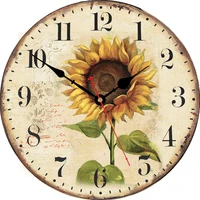 3d sunflower kitchen wall clock rustic farmhouse clocks thick wood home decor clock teen room decoration silent