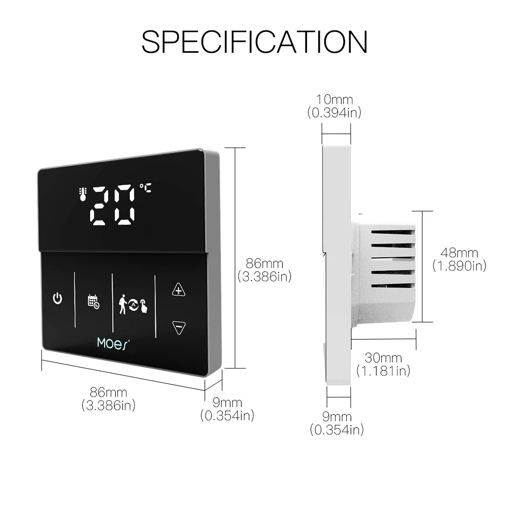 

Moes WiFi Smart Thermostat Gas Boiler Water Electric Floor Heating Controller Logo Color Adjustable Tuya Smart App Control