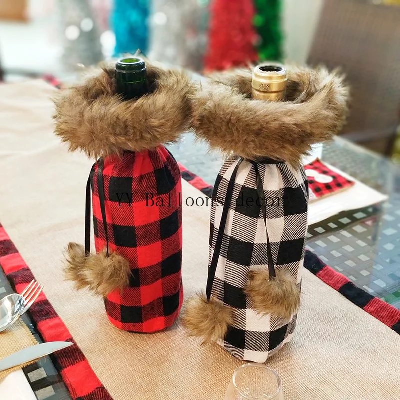 2pcs 2020 Christmas Red Wine Bottle Covers Bag Santa Clause Linen Champagne Party Home Decor Table | Дом и сад